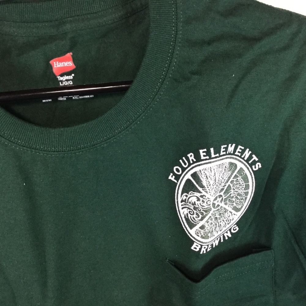 XXL Four Elements Brewing embroidered Pocket Tee Shirt Green